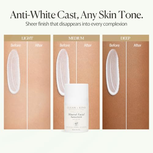 Clean + Kind Tallow Sunscreen SPF 40 Mineral Face Moisturizer No White Cast