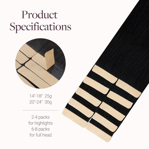 14-Inch GOO GOO Tape-in Hair Extensions 10pcs #1 Jet Black Remy Human Hair