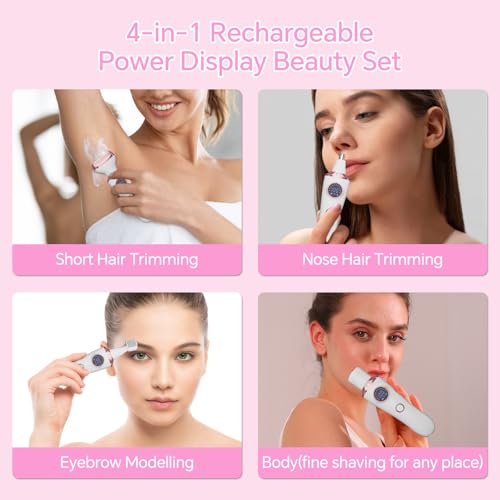 RUIBO Rose Gold Electric Razor for Women - 4-in-1 Trimmer & Shaver