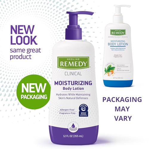Medline Remedy Clinical Skin Cream Moisturizer 12 fl oz - Nourishing, Fragrance-Free, Hypoallergenic Lotion for Face and Body