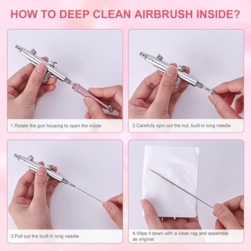 Portable Cordless Airbrush Kit with Compressor - Pink 27PSI Air Brush Gun