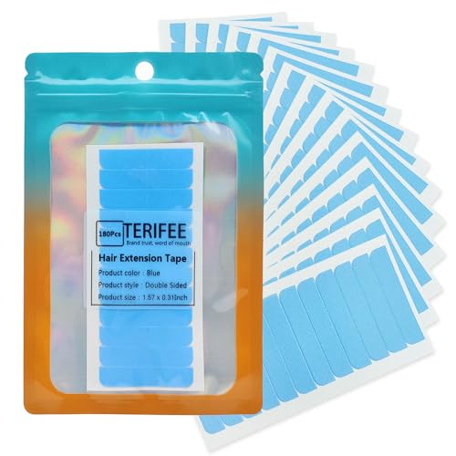 180PCS Double Sided Hair Extension Tape - 1.57 x 0.31 Inch Blue