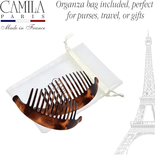 Camila Paris CP2430/2 French Tortoise Shell Hair Combs for Elegant Updos, Strong Hold French Twist Hair Accessories for Women