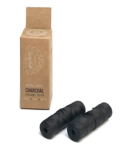 Lucky Teeth Organic Bamboo Charcoal Dental Floss Refills - 2 Pack