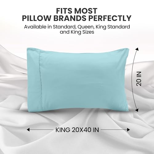 Utopia Bedding King Size Pillow Cases Set of 2 - Ultra Soft Spa Blue