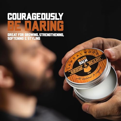 GROW ALPHA BEARD Balm for Men - Sandalwood & Citrus Scent, 2oz, 2 Pack with Jojoba & Shea Butter