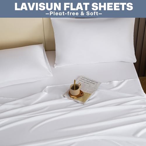 Lavisun King Size Flat Sheets - 6 Pack Soft Microfiber Bedding