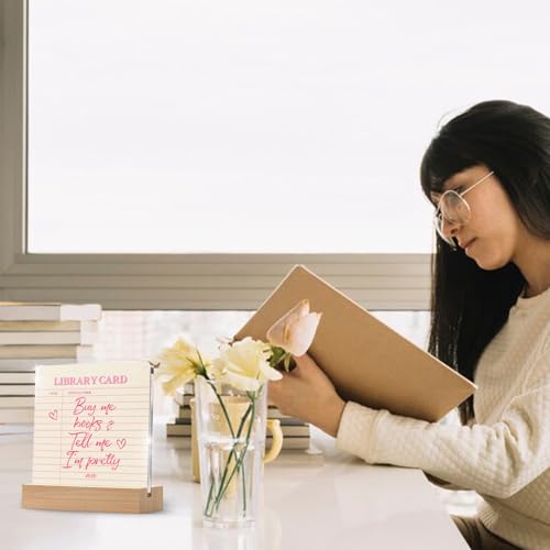 Acrylic Desk Decor Plaque with Stand for Book Lovers - 4x4 Inches