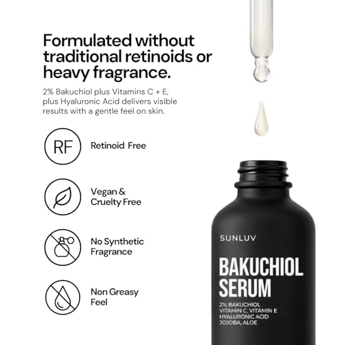 Bakuchiol Serum 2% with Hyaluronic Acid & Vitamin C - Vegan Anti-Aging Face Treatment