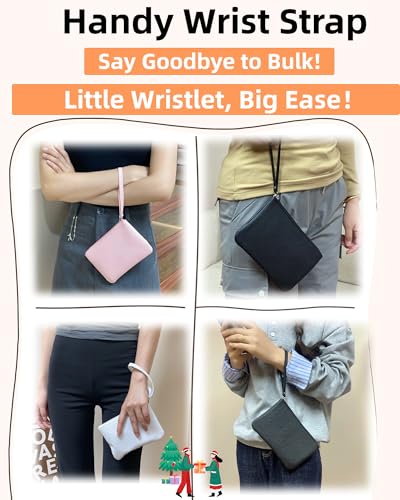 SeBUCUOO Small Silver Zipper Pouch Makeup Bag - 2 Pack Organizer