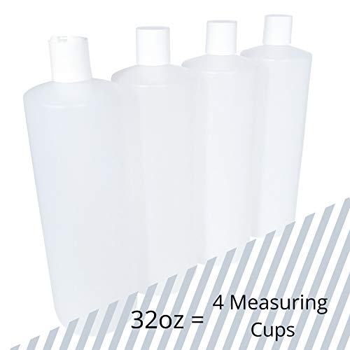 Kelkaa 32oz HDPE Plastic Squeeze Bottles with Disc Top Caps - 4 Pack