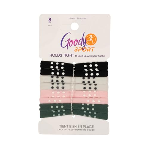 Goody Sport Seamless Hair Elastics - 8 Pack, Silicone Grip for Active Lifestyles