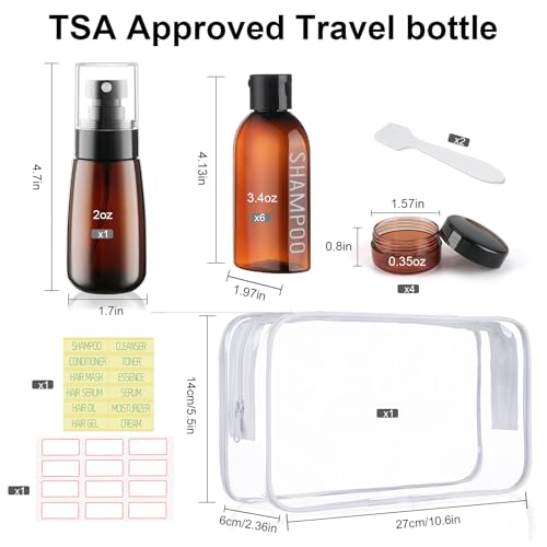 Wowang 10PCS Travel Toiletry Bottles Set - TSA Approved, Leak-Proof