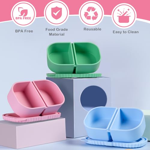 Reusable Silicone Snack Containers - 2 Compartment Food Storage Box