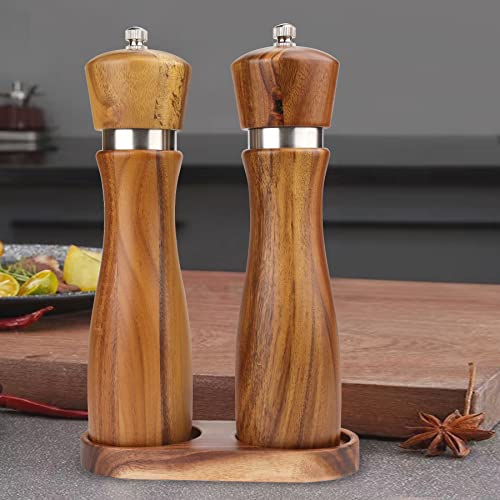 VanlonPro Acacia Wood Salt and Pepper Mill Tray - 6x3 Inches