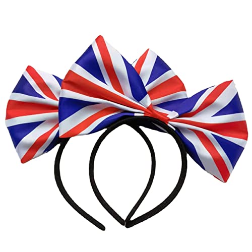 Union Jack Bow Headbands - 2 Pack British Flag Hair Accessories