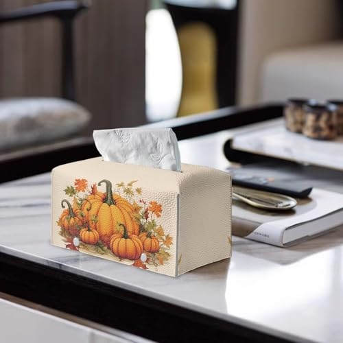 Fall Pumpkin Tissue Box Cover - PU Leather Rectangle Holder