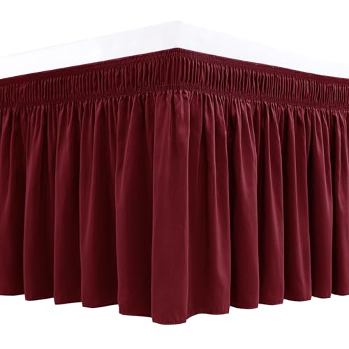 Burgundy Wrap Around Bed Skirt for Twin & Twin XL Beds - 18" Drop