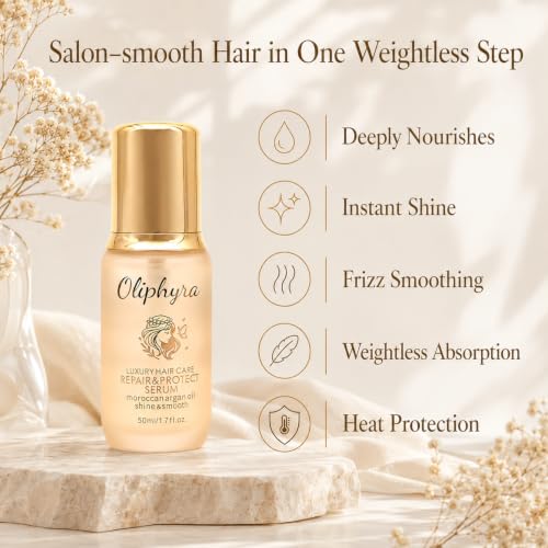 Oliphyra Weightless Hair Oil with Argan & Jojoba - 1.7 Fl Oz Shine & Heat Protectant