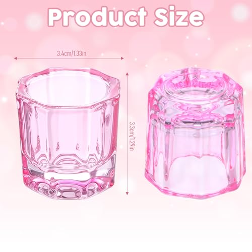 2 Pack Pink Glass Dappen Dishes for Nail Art and Monomer