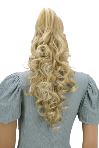 CAISHA 20-Inch Wavy Blondmix Ponytail Extension with Butterfly Claw - Model H32a