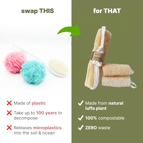 Natural Loofah Back Scrubber & Exfoliating Sponge Set - Eco-Friendly