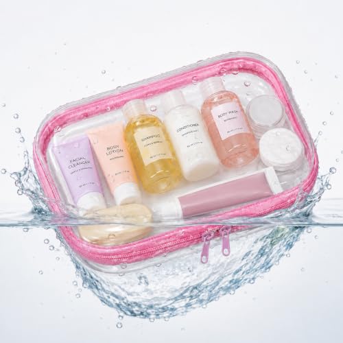 Clear Hard Shell Zipper Case Set (Pink, 1XL + 1L + 1M) - TSA Friendly