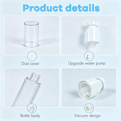 GIVITASOT 3-Pack Clear Airless Pump Bottles - 0.5OZ Travel Cosmetic Dispensers