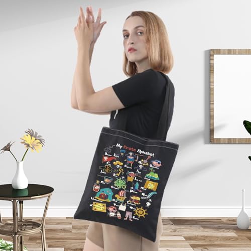 My Pirate A-Z Alphabet Tote Bag - LEVLO Pirate Quote Gift