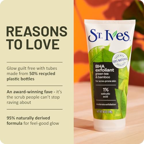 St. Ives Green Tea & Bamboo Facial Scrub for Acne-Prone Skin 6 Oz