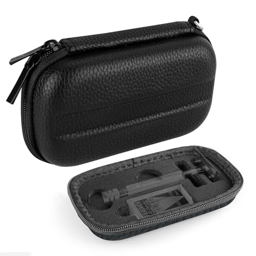 Linkidea Hard Travel Case for Safety Razors Compatible with Merkur Vikings Merkur Merkur Dovo Merkur Dovo Merkur Shaving Revolution Lychee Vegan Leather