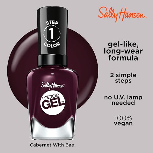 Sally Hansen Miracle Gel Nail Polish Cabernet With Bae 0.5 Fl Oz Long Lasting No UV Needed