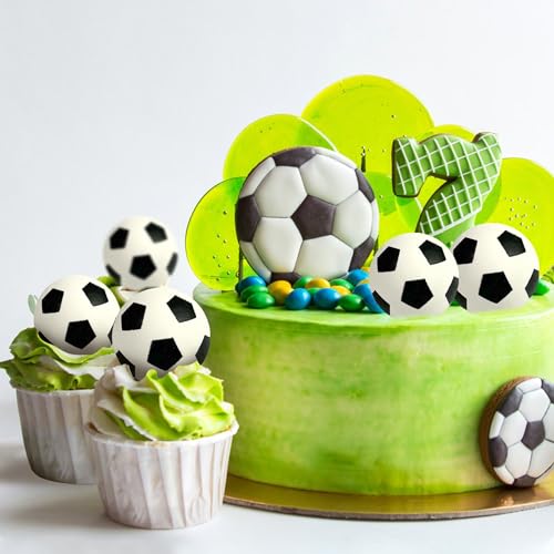 28pcs Mini Soccer Ball Cake Toppers for Birthday Parties