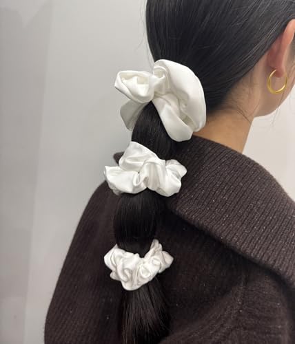 Satin Scrunchies Set - 3 No Crease Hair Ties for Women & Girls
