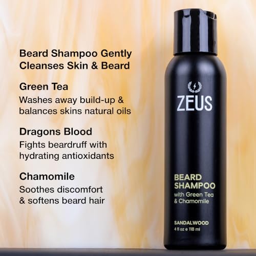 ZEUS Beard Shampoo with Essential Oils - Italian Cypress 4 oz. for Strong, Healthy Beard
