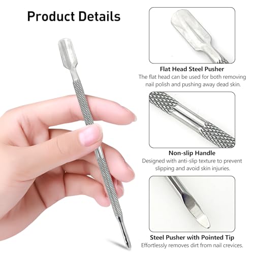 Professional Dual-Sided Cuticle Pusher Set - Stainless Steel Nail Care Tools