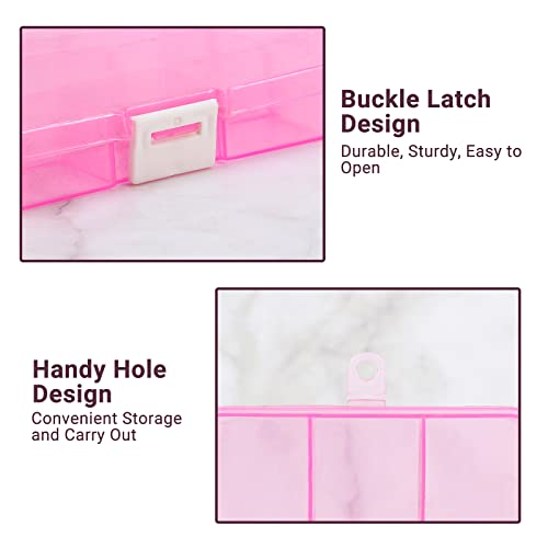 COSICS 4PCS Small Plastic Jewelry & Bead Organizer Case with Adjustable Dividers, 6.7" x 3.7" (Blue/Pink/Orange)