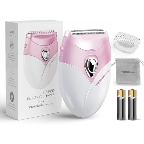 TOUCHBeauty Electric Shaver for Women, Painless Bikini Trimmer with 3-Blade System, Wet/Dry Cordless Foil Razor for Facial, Leg, Underarm & Body Hair, Battery-Powered, Gifts for Women, Pink