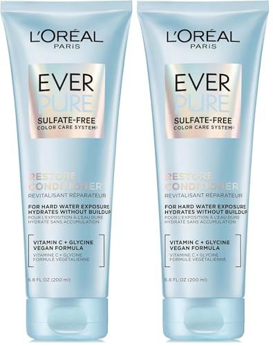 L'Oreal Paris EverPure Restore Conditioner 6.8 Fl Oz (Pack of 2) - Moisturizing for Color-Treated Hair