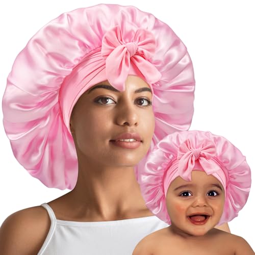 Mommy and Me Satin Bonnet Set - Adjustable Sleeping Hair Caps