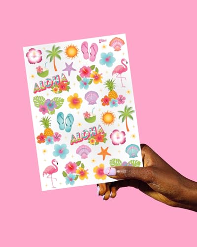 Tropical Tattoos - 2 Sheets of Hibiscus & Flamingo Designs