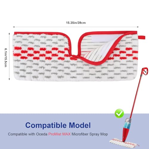 O-Ceda ProMist MAX Mop Pads - Reusable Microfiber Refills, 3 Pack