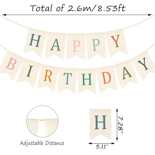 Happy Birthday Burlap Banner - Sage Green & Pink Garland