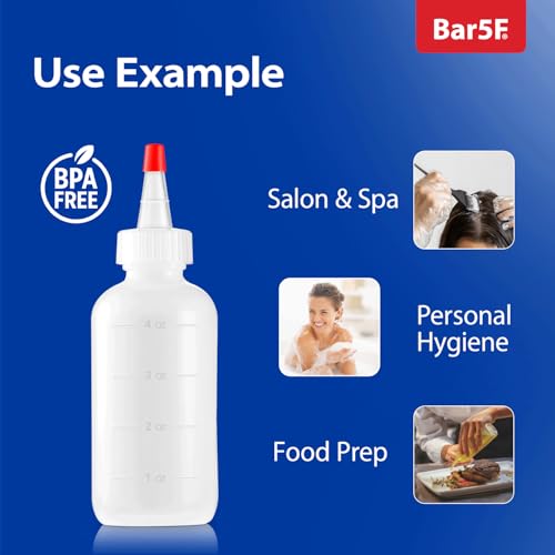 Bar5F 4 oz Soft Squeeze Hair Applicator Bottles, 4-Pack