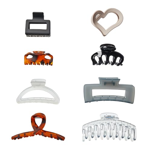 Conair Scünci 8-Piece Claw Clips Set for Thick Hair - Neutral Colors, Variation: Neutral / 8 Count