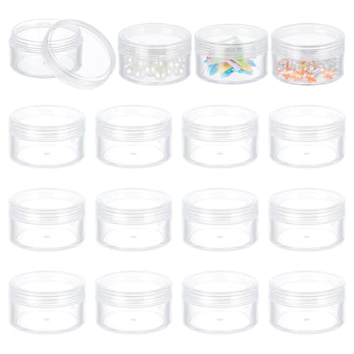BENECREAT 16 Pack 30ml Clear Plastic Storage Jars with Lids