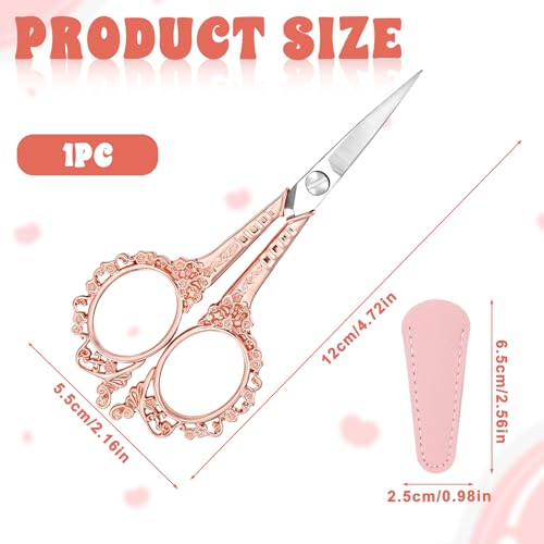 Professional Mini Scissors for Eyebrows & Facial Hair - Gold Pink