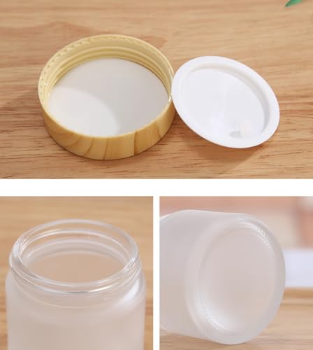 2oz Frosted Glass Jars - 6 Pack Refillable Cosmetic Containers
