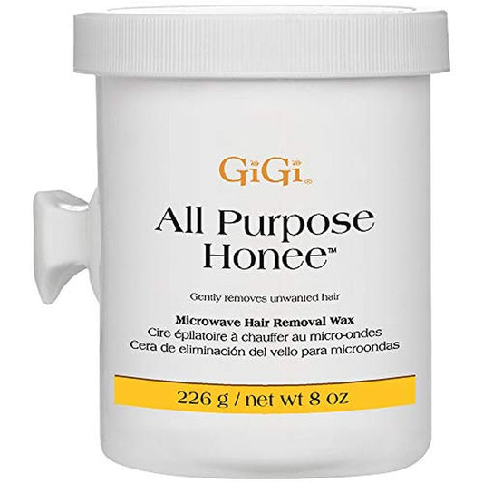 GiGi All Purpose Honee Microwave Wax ? Hair Removal Wax for Face, Legs, Arms & Body, Professional At-Home Waxing, Honey Formula, 8 oz