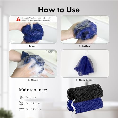 Bathway African Net Sponge Set of 2 - Exfoliating Body Scrubber